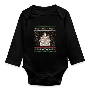 Corgi Weihnachtsbaum Weihnachten - Baby Bio-Langarm-Body - Schwarz - Vorne