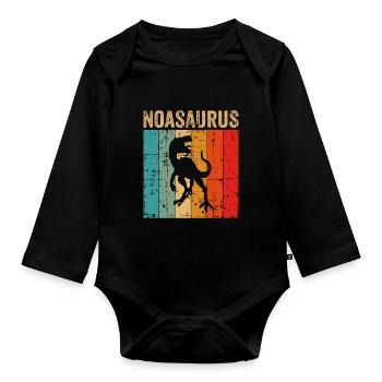 Noasaurus Dinosaurier Kinder Dino Geschenk - Baby Bio-Langarm-Body - Schwarz - Vorne