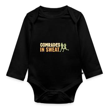 Camarades en sueur Athlétisme - Body Bébé bio manches longues - noir - Devant