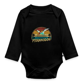 Pteranodon Dinosaur Children Dino Gift - Organic Longsleeve Baby Bodysuit - black - Front