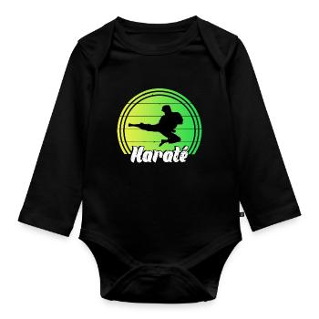 Karate - Baby Bio-Langarm-Body - Schwarz - Vorne