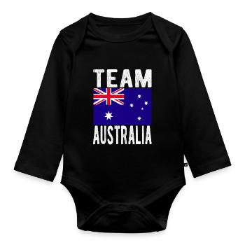 Australia Flag - Organic Longsleeve Baby Bodysuit - black - Front