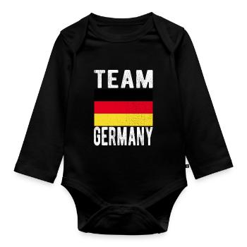 Germany Flag - Organic Longsleeve Baby Bodysuit - black - Front