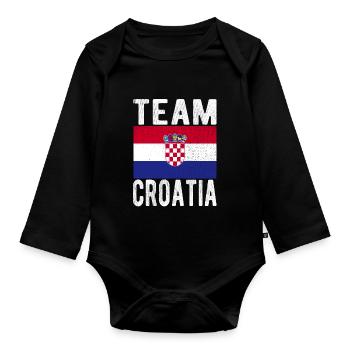 Croatia Flag - Organic Longsleeve Baby Bodysuit - black - Front