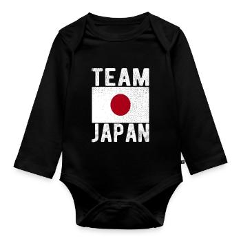 Drapeau du Japon - Body Bébé bio manches longues - noir - Devant