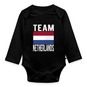 Drapeau des Pays-Bas - Body Bébé bio manches longues - noir - Devant
