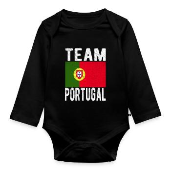 Drapeau du Portugal - Body Bébé bio manches longues - noir - Devant