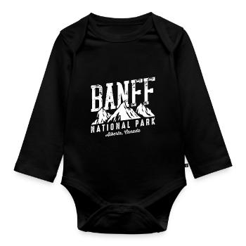 Randonnées Canada Parc national Banff Souvenir Alb - Body Bébé bio manches longues - noir - Devant