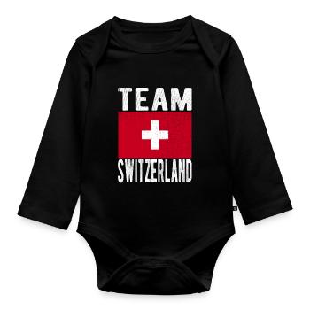Drapeau de la Suisse - Body Bébé bio manches longues - noir - Devant