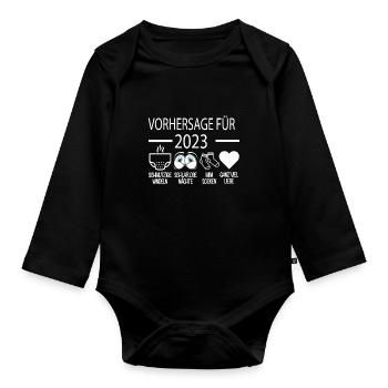 Vorhersage 2023 Werdender Papa Werdende Mama - Baby Bio-Langarm-Body - Schwarz - Vorne