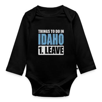 Idaho Meme - Baby Bio-Langarm-Body - Schwarz - Vorne