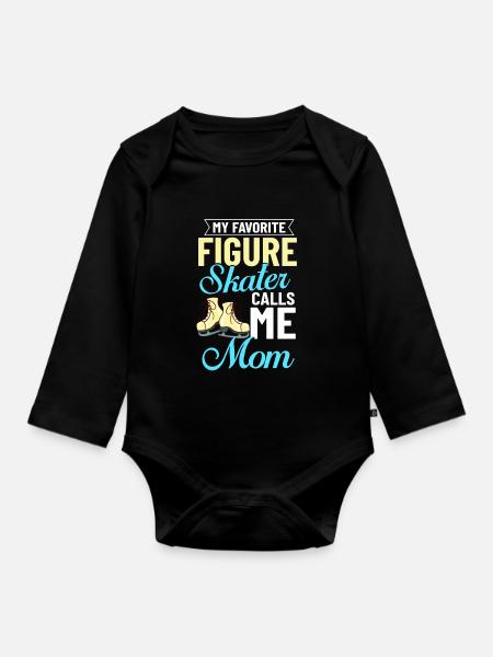 Eiskunstlauf Eisläufer Schlittschuhe Eislaufen - Baby Bio-Langarm-Body - Schwarz