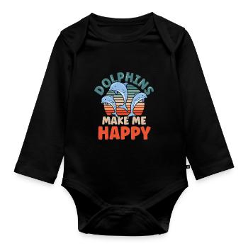 Delfine Machen Mich Glücklich Delphin Delfin - Baby Bio-Langarm-Body - Schwarz - Vorne