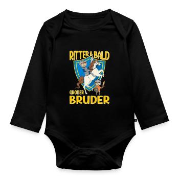 Großer Bruder Ritter Geschwister Kind Nachwuchs - Baby Bio-Langarm-Body - Schwarz - Vorne