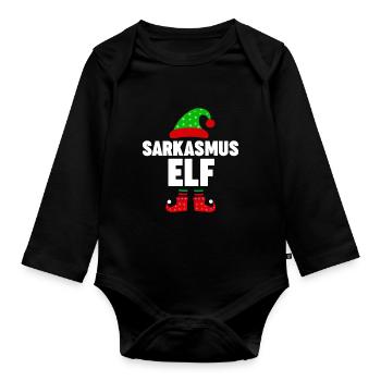 Weinachten Weihnachtself Sarkasmus Elf Elfen - Baby Bio-Langarm-Body - Schwarz - Vorne