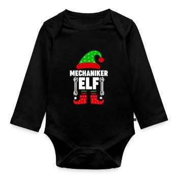 Weinachten Weihnachtself Mechaniker Elf Elfen - Baby Bio-Langarm-Body - Schwarz - Vorne