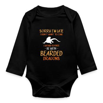 I would rather be with Bearded Dragons - Baby Bio-Langarm-Body - Schwarz - Vorne
