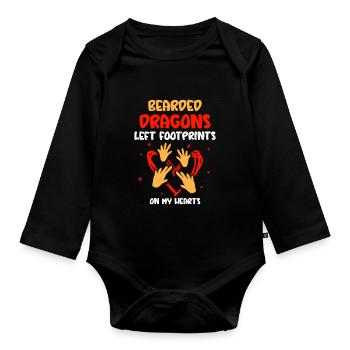 Bearded Dragons left footprints on my hearts - Baby Bio-Langarm-Body - Schwarz - Vorne
