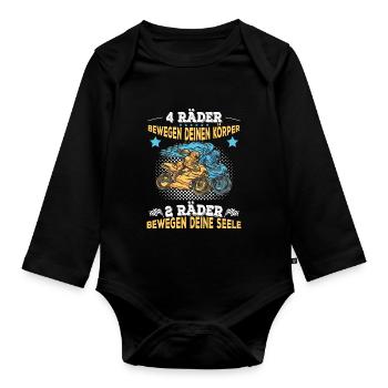 Zwei Räder Bewegen Deine Seele Biker Spruch - Baby Bio-Langarm-Body - Schwarz - Vorne