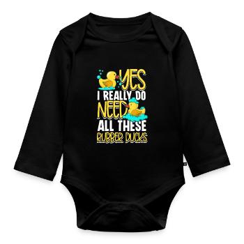 Rubber Duck Ducks Bird Hunt Duck lover Gift Idea - Organic Longsleeve Baby Bodysuit - black - Front