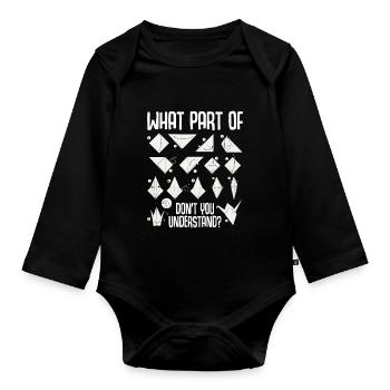 Origami Japanese Art Folding Crane Paper - Organic Longsleeve Baby Bodysuit - black - Front