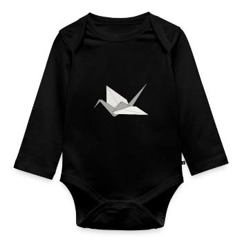Origami Japanese Art Folding Crane Paper - Organic Longsleeve Baby Bodysuit - black - Front