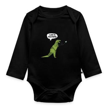 Origami Japanese Art Folding Crane Paper - Organic Longsleeve Baby Bodysuit - black - Front