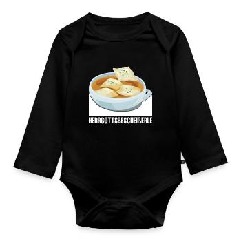 Herrgottsbescheißerle Schwäbische Maultaschen - Baby Bio-Langarm-Body - Schwarz - Vorne