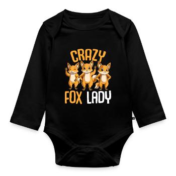 Fox - Organic Longsleeve Baby Bodysuit - black - Front
