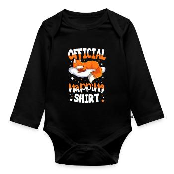 Fox Sleeping Shirt - Organic Longsleeve Baby Bodysuit - black - Front