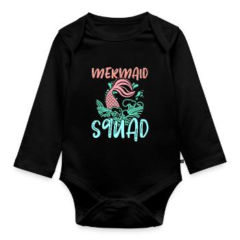 Mermaid Squad Mythical Creature Fin Mermaid - Body Bébé bio manches longues - noir - Devant