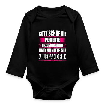 Erzgebirge Frau Namen Sachsen Alexandra - Baby Bio-Langarm-Body - Schwarz - Vorne