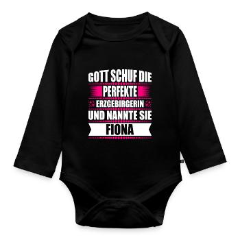 Erzgebirge Frau Namen Sachsen Fiona - Baby Bio-Langarm-Body - Schwarz - Vorne