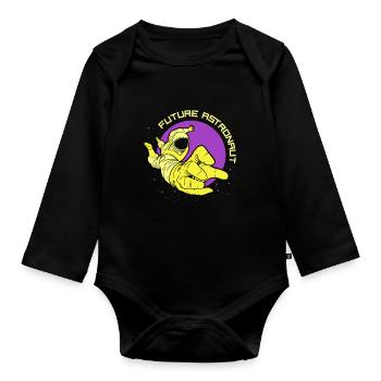 Fusée d’astronomie spatiale des futurs astronautes - Body Bébé bio manches longues - noir - Devant