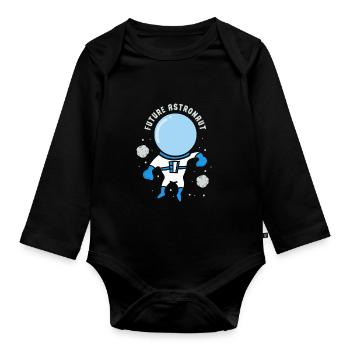 Fusée spatiale d’astronomie des futurs astronautes - Body Bébé bio manches longues - noir - Devant