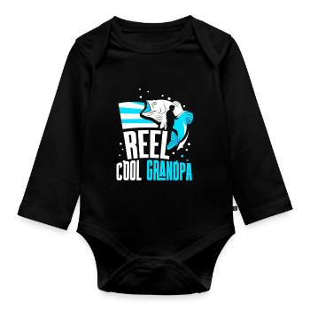 Reel Cool Grandpa Fishing Angler Fishing Fishermen - Body Bébé bio manches longues - noir - Devant