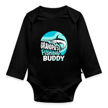 Grandfather's fishing buddy fishing fishing friend fishing - Organic Longsleeve Baby Bodysuit - black - Front