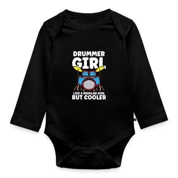 Drummer Drums Music Drum Set Drumming - Organic Longsleeve Baby Bodysuit - black - Front