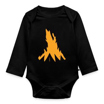 Feu de camp Camping Nature Feu de forêt Vecteur 1 - Body Bébé bio manches longues - noir - Devant