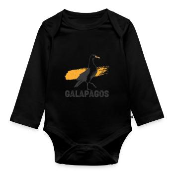 Galapagos National Park Ecuador Pelican Ocean Sea - Organic Longsleeve Baby Bodysuit - black - Front