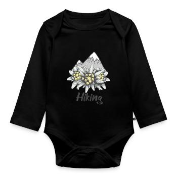 Randonnée Alpes Souvenir Edelweiss Suisse Montagnes Nat - Body Bébé bio manches longues - noir - Devant