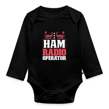 Amateur radio operator Amateur radio signal - Organic Longsleeve Baby Bodysuit - black - Front