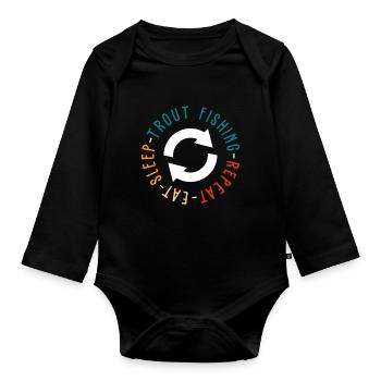 eat sleep trout fishing repeat - Baby Bio-Langarm-Body - Schwarz - Vorne