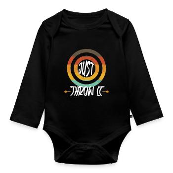 Just Throw It Darts Aiming Bullseye - Organic Longsleeve Baby Bodysuit - black - Front
