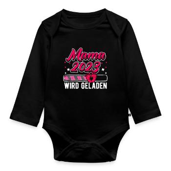 Mama 2023 Mutter werden in Schwangerschaft Baby - Baby Bio-Langarm-Body - Schwarz - Vorne