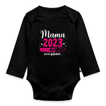 Mama 2023 Mutter werden in Schwangerschaft Baby - Baby Bio-Langarm-Body - Schwarz - Vorne