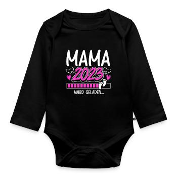 Mama 2023 Mutter werden in Schwangerschaft Baby - Baby Bio-Langarm-Body - Schwarz - Vorne