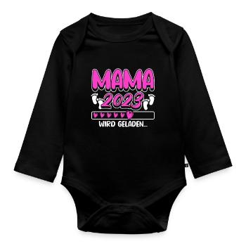 Mama 2023 Mutter werden in Schwangerschaft Baby - Baby Bio-Langarm-Body - Schwarz - Vorne