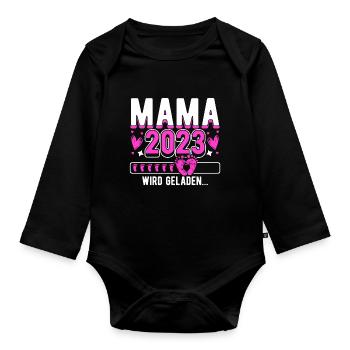 Mama 2023 Mutter werden in Schwangerschaft Baby - Baby Bio-Langarm-Body - Schwarz - Vorne