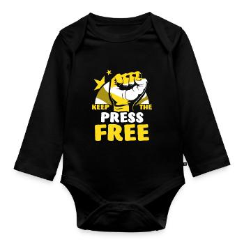 Keep the press free Freedom of the press - Organic Longsleeve Baby Bodysuit - black - Front
